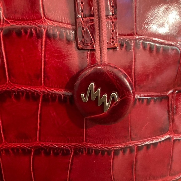 Monsac red faux crocodile embossed leather tote - Picture 4 of 12